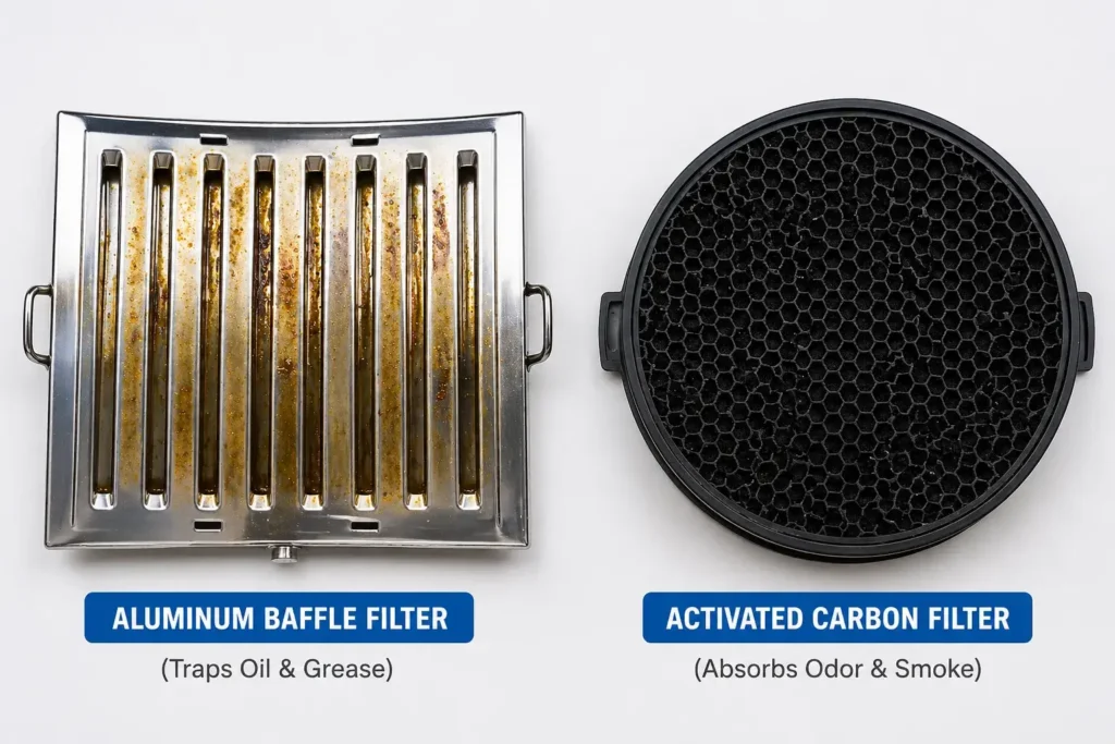Baffle vs Carbon Filter Use of Kitchen Chimney