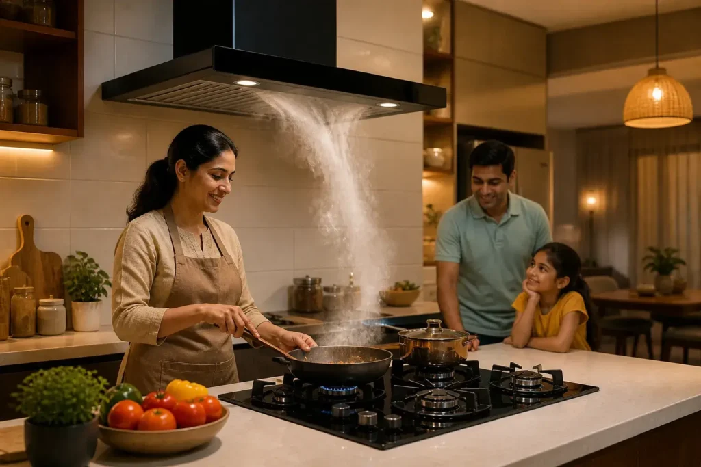 Indian family kitchen scene