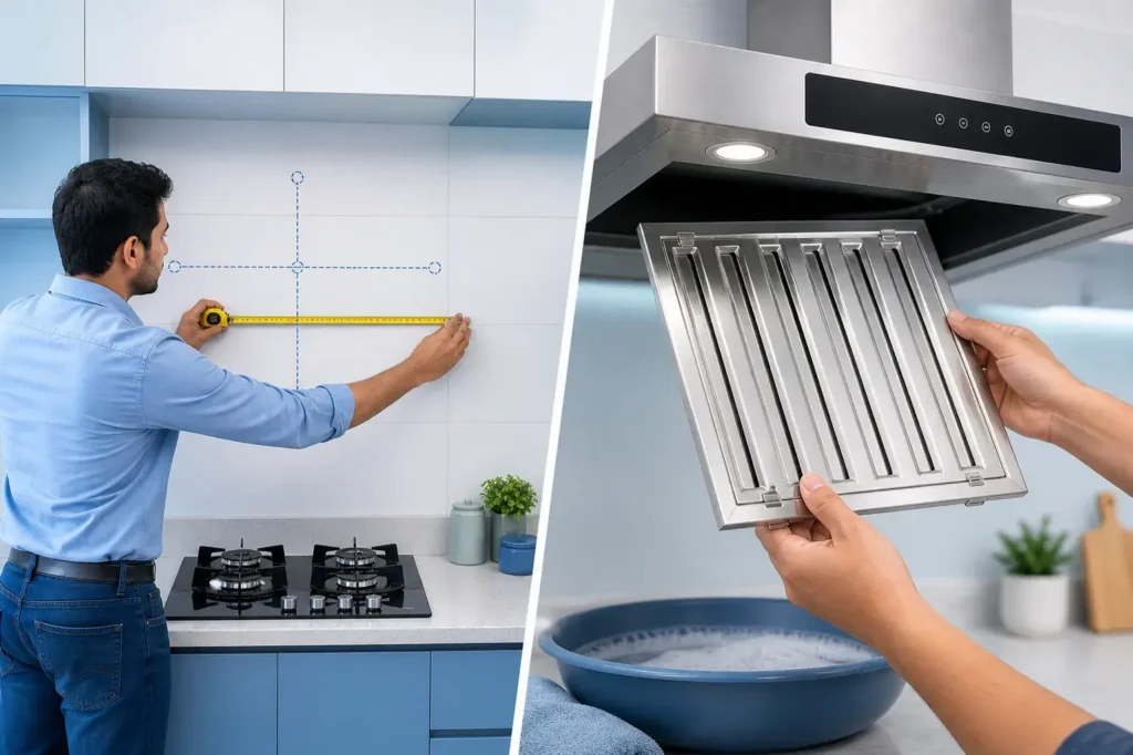 person measuring kitchen dimensions