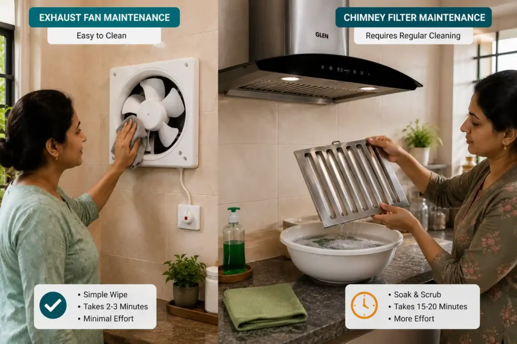 12 Exhaust fan vs chimney filter maintenance