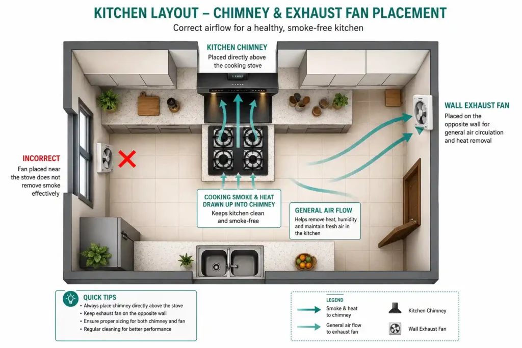 17 Kitchen layout and ventilation guide