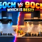 Kitchen chimney width comparison for 60 cm and 90 cm models