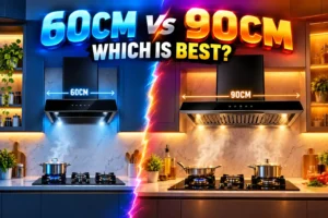 Kitchen chimney width comparison for 60 cm and 90 cm models